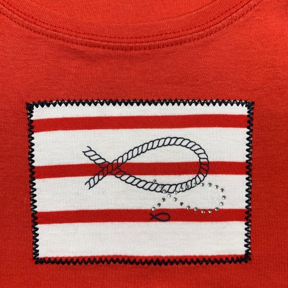 ARMOR LUX France Orange 100% cotton Swarovski Fish top - 4/Medium - Picture 3 of 7